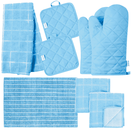 Kitchen Towel Set with 2 Quilted Pot Holders Oven Mitt Dish Towel Dish Drying Mat 2 Microfiber Scrubbing Dishcloths (Light Blue)
Kitchen Towel Set with 2 Quilted Pot Holders Oven Mitt Dish Towel Dish Drying Mat 2 Microfiber Scrubbing Dishcloths (Light Blue)