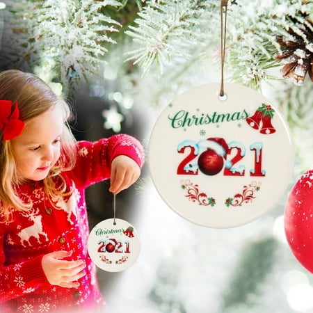 Coerni Lovely Christmas Round Wooden Hanging Print Pendant