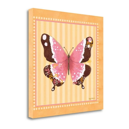 "Pink Butterfly - Stripe" By Kathy Middlebrook, Giclee on Gallery Wrap Canvas