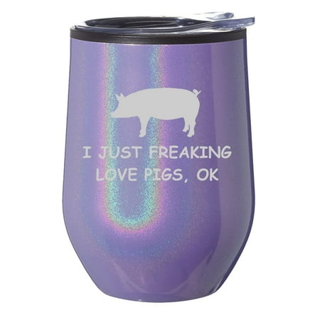 Stemless Wine Tumbler Coffee Travel Mug Glass With Lid Gift I Just Freaking Love Pigs Funny (Purple Glitter)
Stemless Wine Tumbler Coffee Travel Mug Glass With Lid Gift I Just Freaking Love Pigs Funny (Purple Glitter)