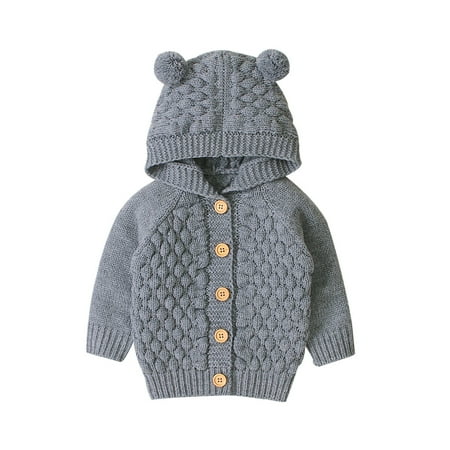 Izhansean Newborn Infant Boys Girls Kids Baby Sweater Hooded Knitting Warm Coat Outerwear Gray 18-24 Months
Izhansean Newborn Infant Boys Girls Kids Baby Sweater Hooded Knitting Warm Coat Outerwear Gray 18-24 Months