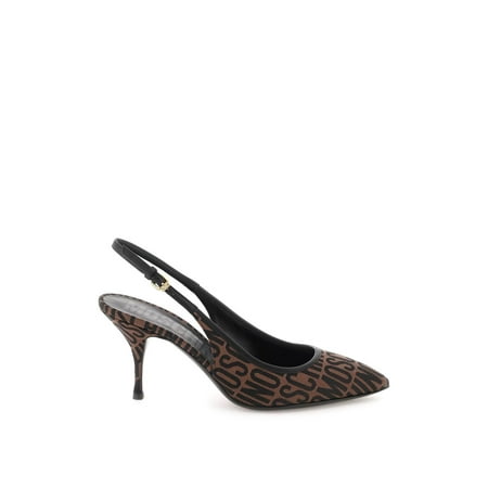 

Moschino jacquard logo slingback pumps