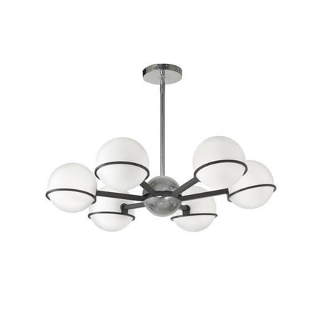 Dainolite SOF-286C-MB-PC 6 Light Halogen Chandelier with White Opal Glass Matte Black & Polished Chrome
Dainolite SOF-286C-MB-PC 6 Light Halogen Chandelier with White Opal Glass Matte Black & Polished Chrome