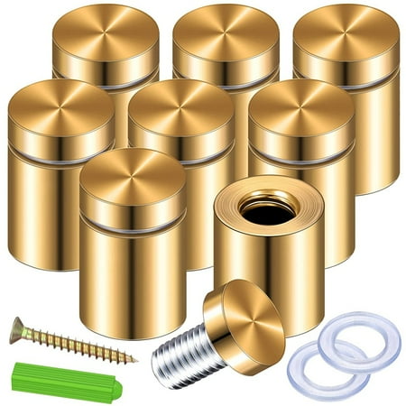 8 Pack Standoff Screws 3/4 x 6/5 Inch Gold Sign Standoffs Screws Kit
