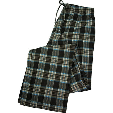 B O P J. - Mens Value Printed Plaid Flannel Sleep Lounge Pant Black Tan & Blue Plaid / X-Large