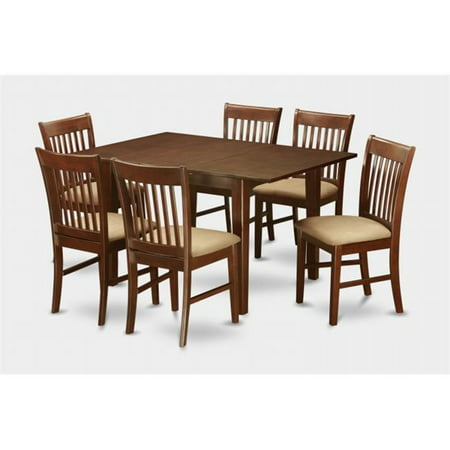 East West Furniture PSNO7-MAH-C 7 Pc Dining Table 32x60in With 6 Slatted Back Cushioned Seat Chairs
