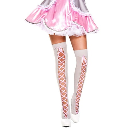 Ribbon lace up thigh hi 4651