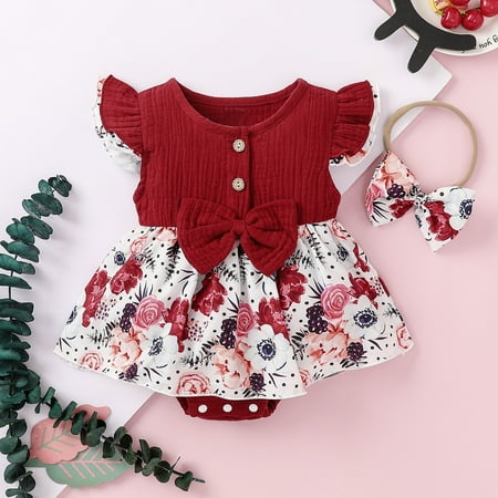 Gubotare Baby Bodysuit baby girl s ruffle sleeve romper with snap for toddler Red 9-12 Months
Gubotare Baby Bodysuit baby girl s ruffle sleeve romper with snap for toddler Red 9-12 Months