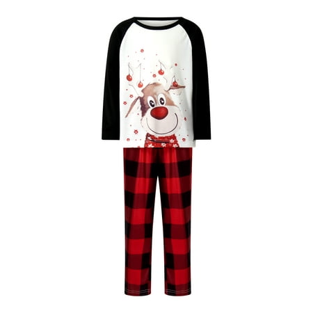 Gureui Christmas Family Matching Pajamas Set Long Sleeve Crew Neck Cartoon Reindeer Print Pattern T-shirt with Plaid Pants
Gureui Christmas Family Matching Pajamas Set Long Sleeve Crew Neck Cartoon Reindeer Print Pattern T-shirt with Plaid Pants