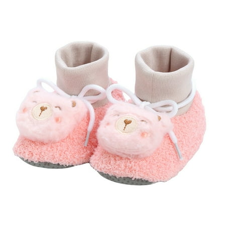 KelaJuan Baby Winter Warm Fleece Bootie Newborn Non-Slip Soft Sole Sock Shoes Cute Adjustable Crawling Shoes