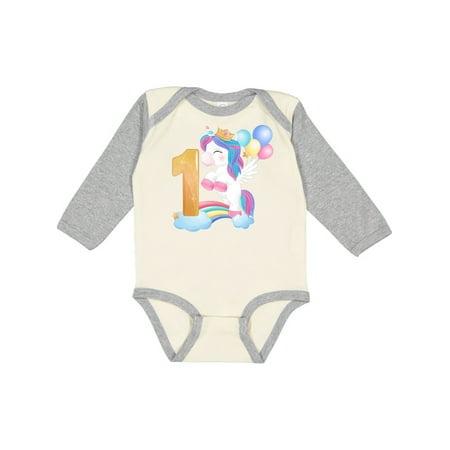 Inktastic Unicorn 1st Birthday Gift Baby Boy or Baby Girl Long Sleeve Bodysuit