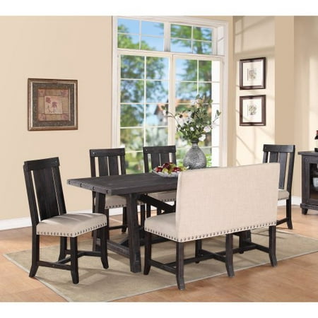 Modus Yosemite 6 Piece Rectangular Dining Table Set with Wood Chairs and Settee