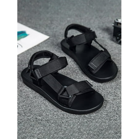 Women s Hook and loop Fastener Strap Sport Wedge Sandals Black EUR40(9)