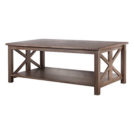 Vibrant Furnishings Farmhouse Style Coffee Table: Solid Wood Rustic East End Collection Living Room Furniture