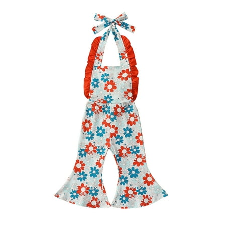 Thaisu Toddler Baby Girl Jumpsuit Overalls Sleeveless Halter Neck Floral Print Romper Bell-Bottoms Flare Pants
Thaisu Toddler Baby Girl Jumpsuit Overalls Sleeveless Halter Neck Floral Print Romper Bell-Bottoms Flare Pants