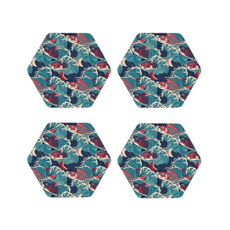 Tideii Fish In The Wave for Leather Coasters 4 Pieces Anti-fouling and Anti-scalding Decorative Coasters Suitable for Restaurants Kitchens Coffee Shops-Hexagon
Tideii Fish In The Wave for Leather Coasters 4 Pieces Anti-fouling and Anti-scalding Decorative Coasters Suitable for Restaurants Kitchens Coffee Shops-Hexagon