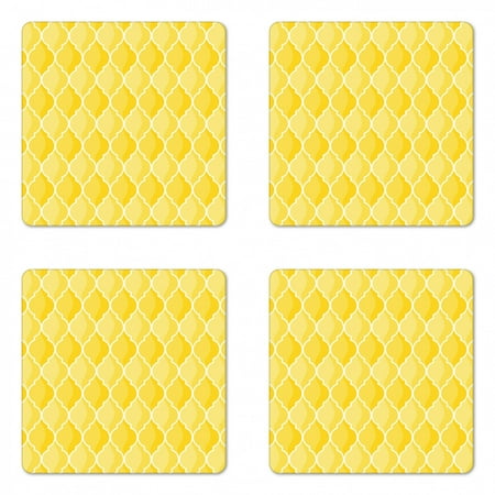 Yellow Coaster Set of 4 Moroccan Trellis Pattern in Yellow Tones Vintage Eastern Pattern Square Hardboard Gloss Coasters Standard Size Mustard Yellow White by Ambesonne
Yellow Coaster Set of 4 Moroccan Trellis Pattern in Yellow Tones Vintage Eastern Pattern Square Hardboard Gloss Coasters Standard Size Mustard Yellow White by Ambesonne