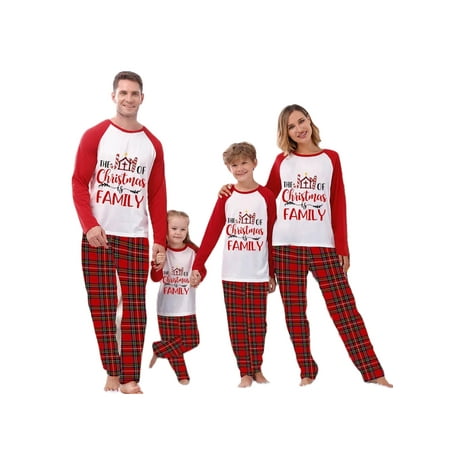 AMILIEe Family Matching Christmas Pajamas Sets Letter Pattern Long Sleeve Tops and Plaid Pants/Romper
AMILIEe Family Matching Christmas Pajamas Sets Letter Pattern Long Sleeve Tops and Plaid Pants/Romper