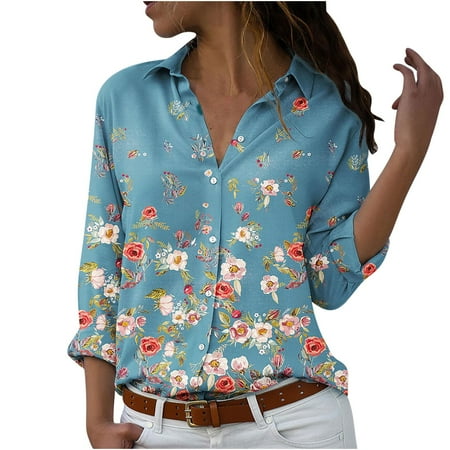 Dianli Corset Tops For Women Round Neck Tunic Floral Print Long Sleeve Summer T-Shirts Plus Size Beach Casual Lapel Fashion Loose Button Front Tops Blouses Light Blue S
Dianli Corset Tops For Women Round Neck Tunic Floral Print Long Sleeve Summer T-Shirts Plus Size Beach Casual Lapel Fashion Loose Button Front Tops Blouses Light Blue S