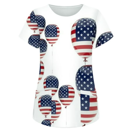 Women Scrubs Top Nurses Clothing Working Uniform Top Care Workwear Short Sleeve Tops Independence Day Printed Pocket Blouse
Women Scrubs Top Nurses Clothing Working Uniform Top Care Workwear Short Sleeve Tops Independence Day Printed Pocket Blouse
