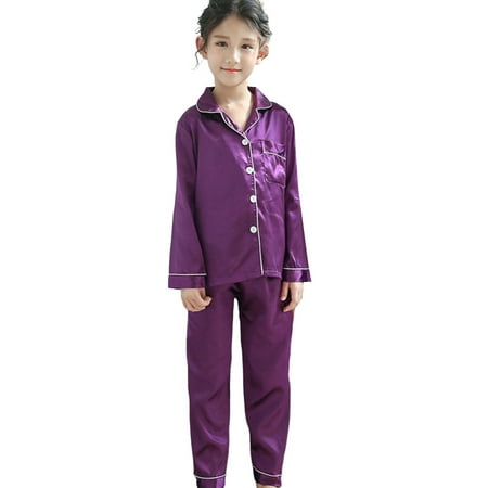 Mightlink 1 Set Toddler Pajamas Solid Color Lapel Collar Long Sleeve Breathable Super Soft Button Closure Faux Silk Two-Pieces Toddler Sleepwear with Pants Set for Home
Mightlink 1 Set Toddler Pajamas Solid Color Lapel Collar Long Sleeve Breathable Super Soft Button Closure Faux Silk Two-Pieces Toddler Sleepwear with Pants Set for Home