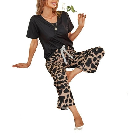 Casual Leopard Print Scoop Neck Pant Sets Short Sleeve Multicolor Womens Pajama Sets (Women s)
Casual Leopard Print Scoop Neck Pant Sets Short Sleeve Multicolor Womens Pajama Sets (Women s)