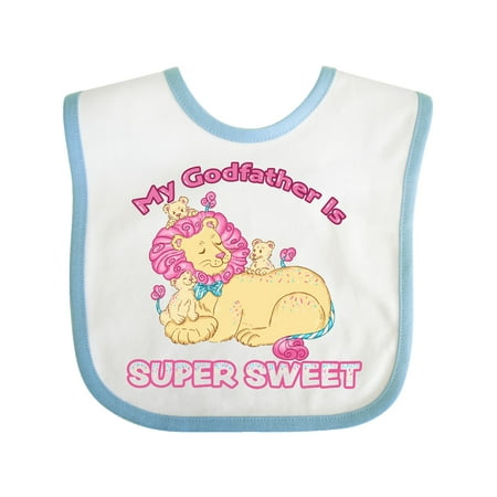 Inktastic My Godfather Is Super Sweet Cotton Candy Lions Gift Baby Boy or Baby Girl Bib