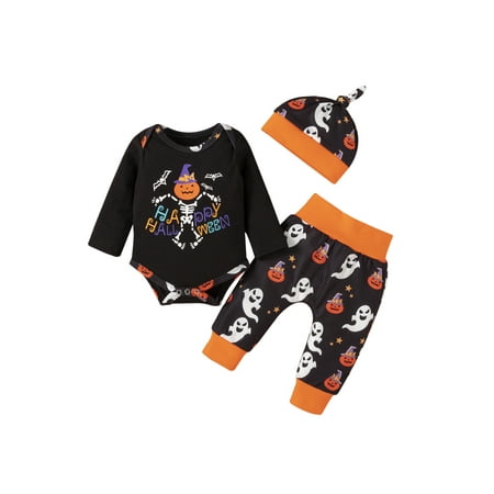 TheFound 3Pcs Halloween Toddler Boy Girl Outfits Long Sleeve Pumpkin Print Romper+Pants+Hat Sets Fall Winter Clothes
TheFound 3Pcs Halloween Toddler Boy Girl Outfits Long Sleeve Pumpkin Print Romper+Pants+Hat Sets Fall Winter Clothes