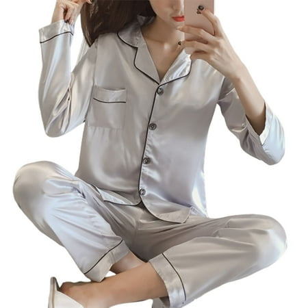 YMH 2 Pcs/Set Pajamas Suit Imitation Silk Single-breasted Cardigan Oversized Turn-down Collar Nighty Suit for Home
YMH 2 Pcs/Set Pajamas Suit Imitation Silk Single-breasted Cardigan Oversized Turn-down Collar Nighty Suit for Home