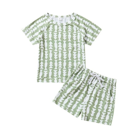 Suanret Summer Casual Kids Girls Boys 2pcs Clothes Geometric Printed T-Shirt Tops + Drawstring High Waist Shorts Sets Green 4-5 Years
Suanret Summer Casual Kids Girls Boys 2pcs Clothes Geometric Printed T-Shirt Tops + Drawstring High Waist Shorts Sets Green 4-5 Years