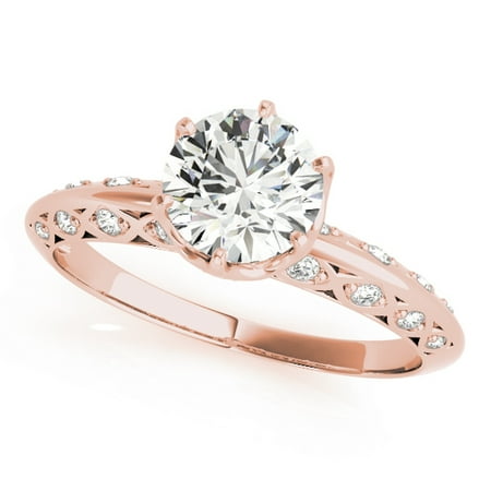 0.75 Ct. Ttw Halo Diamond Engagement Ring 14K Rose Gold