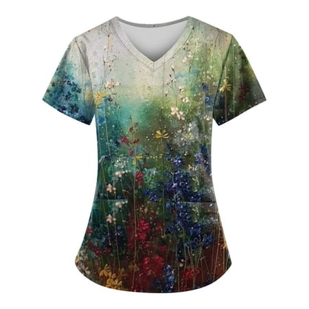 Knosfe Dandelion Print Printed Scrub Tops Women Nursing V Neck Pink Scrub Top Women Uniform Short Sleeve Womens Black Scrub Top with Pockets Blue L
Knosfe Dandelion Print Printed Scrub Tops Women Nursing V Neck Pink Scrub Top Women Uniform Short Sleeve Womens Black Scrub Top with Pockets Blue L