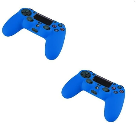 Insten 2 pcs Blue Silicone Skin Case for Sony PlayStation 4 PS4 Controller