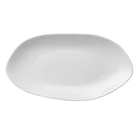 9.75 in. Lancaster Garden White Porcelain Oval Plate