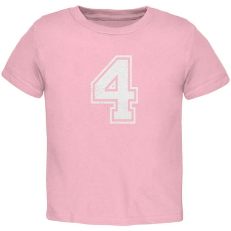 Birthday Kid Jersey 4 4th Fourth Light Pink Toddler T-Shirt