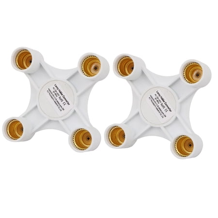 2pcs E27 to Four E14 Lamp Holder Converter Light Extender Adapter Socket