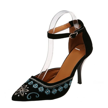 Women s with Floral Embroidery Ankle Strap Pointed Toe Mid Kitten Heel Pumps Shoes
Women s with Floral Embroidery Ankle Strap Pointed Toe Mid Kitten Heel Pumps Shoes