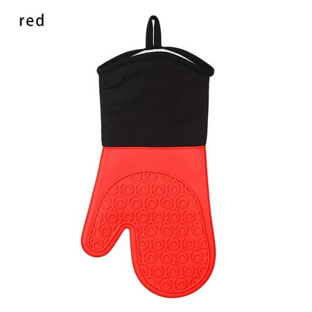 

Baking Multifunctional BBQ Extra Long Pot Holders Heat Resistant Mittens Insulation Gloves Oven Mitt Silicone RED