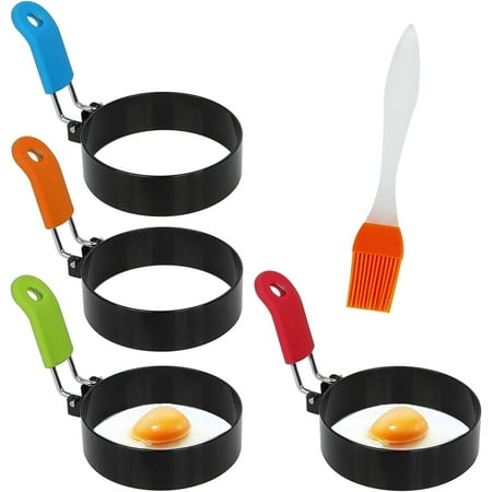 KissDate Egg Rings 4pcs Stainless Steel Egg Rings Non Stick Set with Folding Handles and One Silicone Brush Breakfast Cooking Tool Suitable for Fried Eggs Pancakes
KissDate Egg Rings 4pcs Stainless Steel Egg Rings Non Stick Set with Folding Handles and One Silicone Brush Breakfast Cooking Tool Suitable for Fried Eggs Pancakes