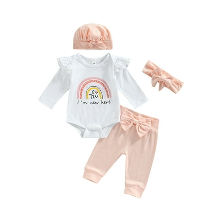 Binpure Newborn Girl s Romper Set Round Neck Printed Romper + Pants + Headband + Hat
Binpure Newborn Girl s Romper Set Round Neck Printed Romper + Pants + Headband + Hat