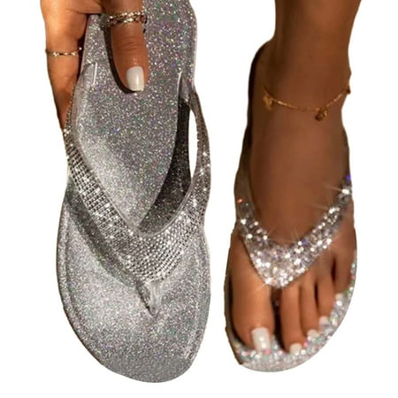 huanledash 1 Pair Rhinestone Slippers Flat Heel Open Toe Non-slip Thong Design Rhinestone Daily Wear Summer Women Bling Flat Slippers Beach Supplies
huanledash 1 Pair Rhinestone Slippers Flat Heel Open Toe Non-slip Thong Design Rhinestone Daily Wear Summer Women Bling Flat Slippers Beach Supplies