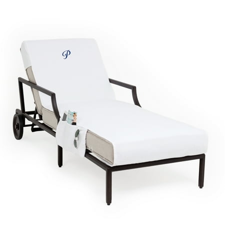 Linum Home Textiles Personalized Standard Size Chaise Lounge Cover with Side Pockets