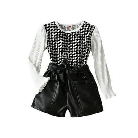 KIds Toddler Child Baby Girls Long Sleeve Print Ribbed Tops PU Leather Shorts Pant 2PCS Cotton Pant
KIds Toddler Child Baby Girls Long Sleeve Print Ribbed Tops PU Leather Shorts Pant 2PCS Cotton Pant