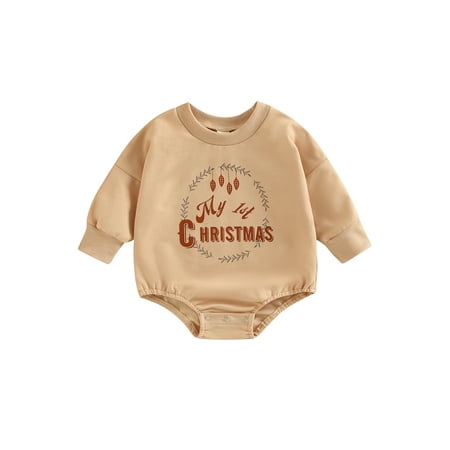 Canrulo Newborn Infant Baby Boy Girl Christmas Romper Long Sleeve Letter One Piece Bodysuit Fall Winter Clothes Beige 9-12 Months
Canrulo Newborn Infant Baby Boy Girl Christmas Romper Long Sleeve Letter One Piece Bodysuit Fall Winter Clothes Beige 9-12 Months