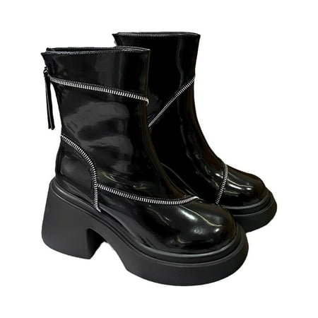 Lovskoo 2024 Ankle Boots for Women Round Toe Platform Chunky Heel Thick Bottom Inner Height Patent Leather Slope Heel Boots Soft Zipper Short Boots Black
Lovskoo 2024 Ankle Boots for Women Round Toe Platform Chunky Heel Thick Bottom Inner Height Patent Leather Slope Heel Boots Soft Zipper Short Boots Black