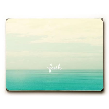 ArteHouse Decorative Wood Sign "Faith Beach" by Artist Lisa Argyropoulos, 18" x 24", Planked Wood