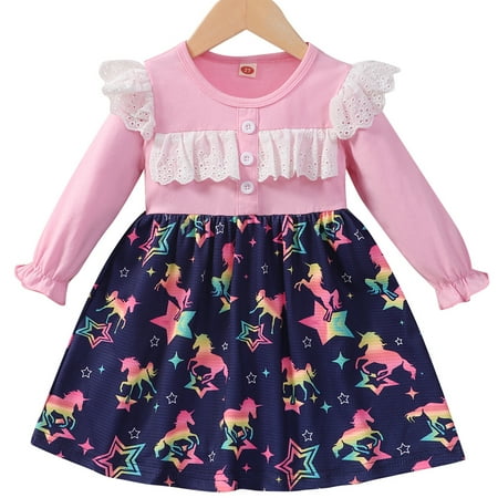 Popshion Toddler Girls Unicorn Dress Casual Mid-length Ruffle Dresses Spring Fall 2-7
Popshion Toddler Girls Unicorn Dress Casual Mid-length Ruffle Dresses Spring Fall 2-7