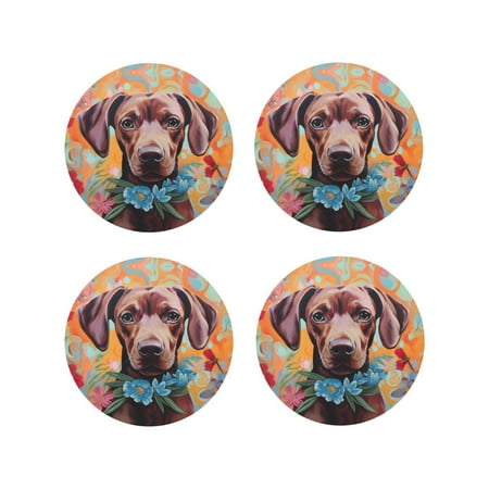 Drink Coasters Set of 4 Painted Flower Puppy Leather Coasters for Coffee Table Protector Heat Resistant Cute Coasters for Home Decor Housewarming Gifts Bar Kitchen 4 Inch Round Shape
Drink Coasters Set of 4 Painted Flower Puppy Leather Coasters for Coffee Table Protector Heat Resistant Cute Coasters for Home Decor Housewarming Gifts Bar Kitchen 4 Inch Round Shape