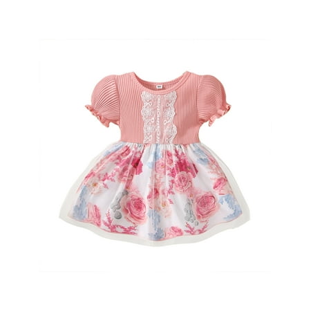 Canrulo Toddler Newborn Baby Girls Knit Floral Lace Dress Printed Puff Short Sleeve Round Collar Mesh Princess Skirt Rose Pink 6-9 Months
Canrulo Toddler Newborn Baby Girls Knit Floral Lace Dress Printed Puff Short Sleeve Round Collar Mesh Princess Skirt Rose Pink 6-9 Months