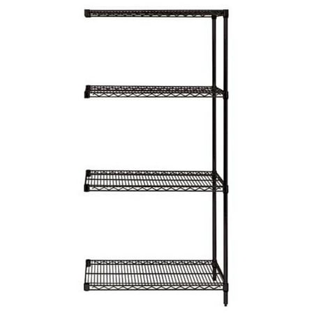 4-Shelf Black Wire Shelving Add-On Unit - 18 x 72 x 63 in.